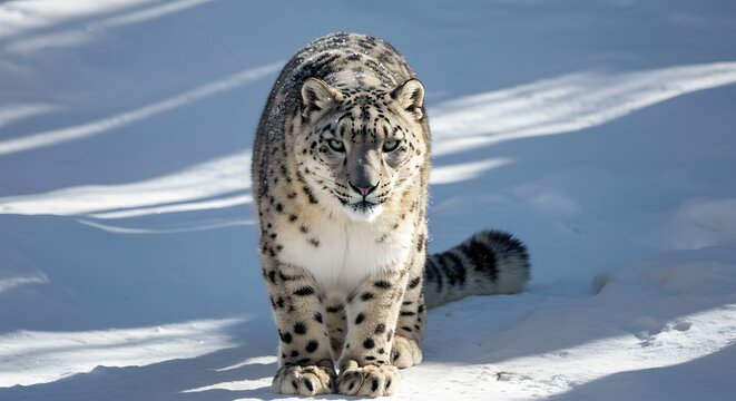 Snow Leopard in Winter Wonderland Stunning Wildlife Photo