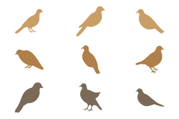 Dove Silhouette Icon Set