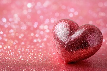 Obraz premium Glittering Heart on Sparkling Pink Background