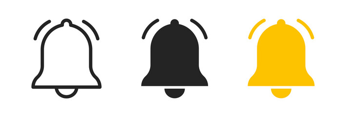 Notification bell icon. Bell icon for new notification, incoming message, reminder and alert. Bell symbol for subscribe on channel and for social media reminder. Vector