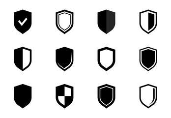 Shield icon set. Protection icon. Safety shield icon. Different shields icons. Vector illustration.