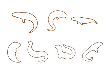 Eel Outline Icon Set