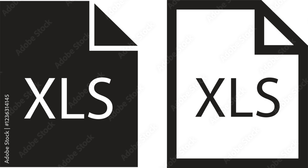 Poster file icons set. format of document on computer flat and line symbols. xls file signs. audio extensio