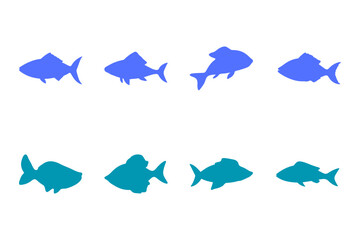 Obraz premium Fish Silhouette Icon Set