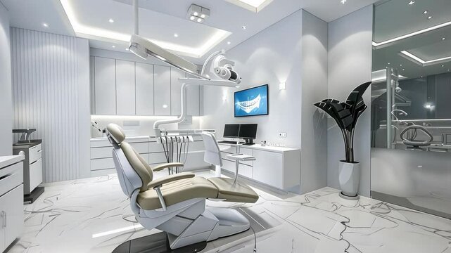 Stylish modern dental space designed for patient ease with blue highlights