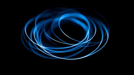 Abstract Blue Light Trails Create Circular Design