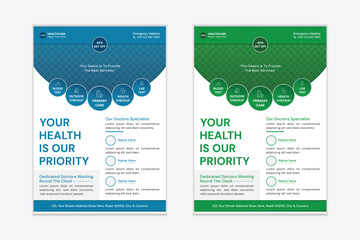 Corporate Modern Healthcare Medical Flyer design Template A4 For Print
