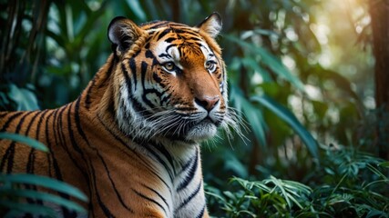 Obraz premium Majestic Tiger in Lush Jungle