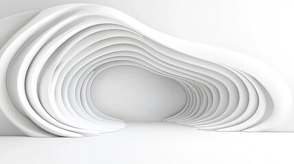 Obraz premium Abstract white architectural interior; wave design; empty space; modern design; background for presentations