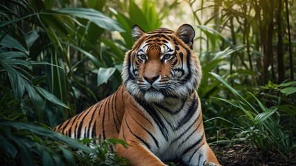 Obraz premium Majestic Tiger in Lush Jungle