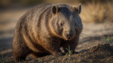 Naklejka premium Common Wombat Close Up,Australian Marsupial
