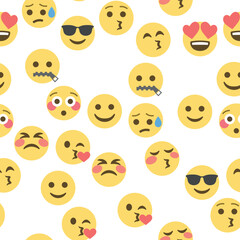 Seamless pattern of emoticons and emoji, emoji vector illustration, emoji background for social network.