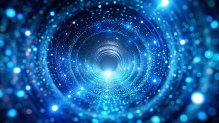 Obraz premium Abstract Blue Glowing Sparkle Tunnel Background, Digital Art, Minimalist Design