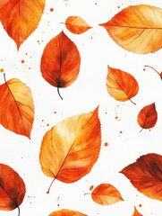 Fototapeta premium Colorful fall design with maple leaf pattern on a light beige background.