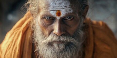 A revered, bearded spiritual figure from the Indian subcontinent.