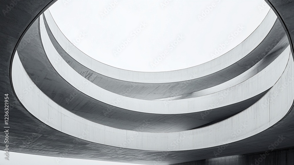 Poster abstract circular concrete architecture.