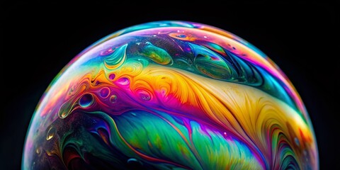 Abstract Iridescent Sphere on Black