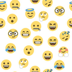 Seamless pattern of emoticons and emoji, emoji vector illustration, emoji background for social network.
