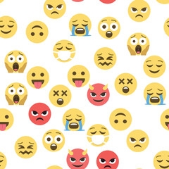 Seamless pattern of emoticons and emoji, emoji vector illustration, emoji background for social network.