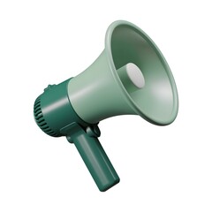 3D Green Megaphone with Handle and Ventilated Grip.