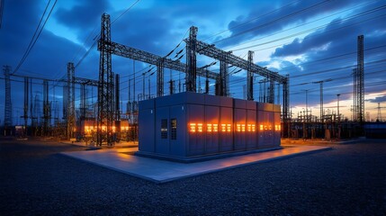 Fototapeta premium A large electrical power station with many lights on