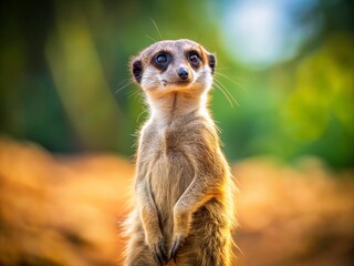 Fototapeta premium Adorable Meerkat Standing Tall in African Savanna