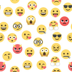 Seamless pattern of emoticons and emoji, emoji vector illustration, emoji background for social network.