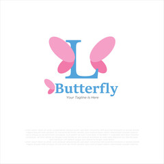 initial letter l butterfly logo and icon vector illustration design template