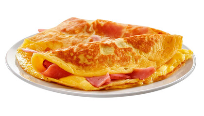 Tasty Ham and Cheese Omelette on a White Background