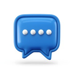 Fototapeta premium Blue Speech Bubble Icon with Ellipsis for Messaging.
