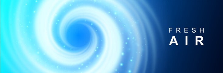 Swirling fresh air banner. Bright blue vortex swirl. Air purity and fluidity. Abstract aqua design evokes freshness and clarity. © Yuri Hoyda