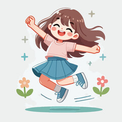 vector of small children jumping happily