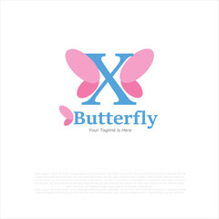 initial letter x butterfly logo and icon vector illustration design template