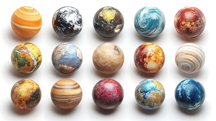 Obraz premium Vivid planetary models studio digital art artistic display aerial view science