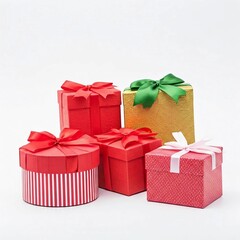 Obraz premium Gift shapes and gift packing for valentines day white background.