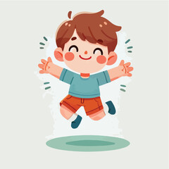 vector of small children jumping happily