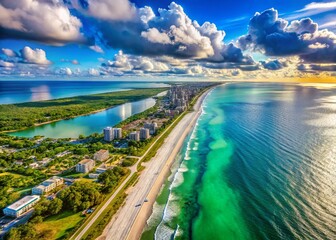 Obraz premium Breathtaking Aerial View of Florida's Stunning Coastline