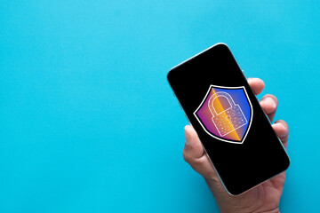 Digital Security,Cybersecurity, Data Protection, Online Privacy,Internet Safety,Secure Access Concept.,Hand Holding Smartphone with Padlock Icon on Screen..,technology and business idea.