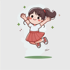 vector of small children jumping happily