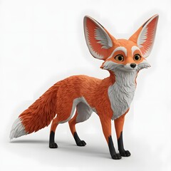 Obraz premium Adorable Cartoon Fox with Large Eyes and Orange Fur.