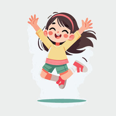 vector of small children jumping happily