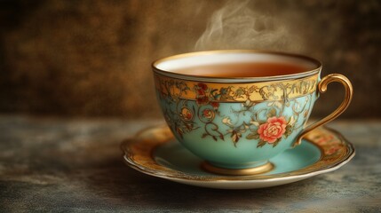Fototapeta premium An artistic capture of an antique teacup with intricate patterns 