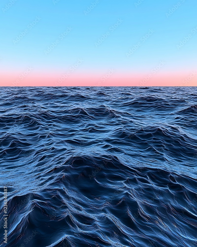 Wall mural vast blue ocean waves under a clear sky, capturing the tranquil beauty of nature and the horizon at 