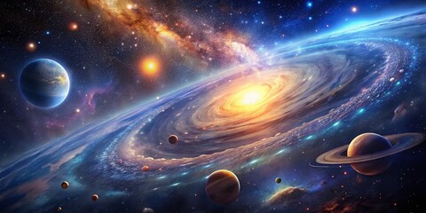 Obraz premium Celestial Tapestry: Ethereal Galaxy in Vivid Hues