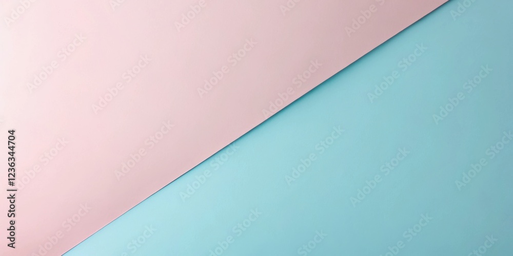 Poster A simple yet elegant abstract background featuring a diagonal split between a light pink and a soft blue color, ideal for minimalist design projects.