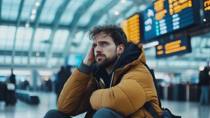 Sad Man With Ransomware Attack At Airport, 