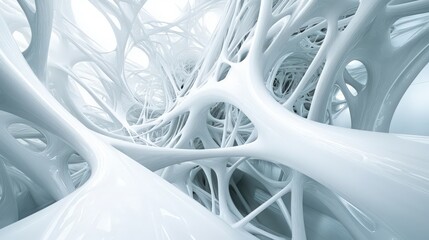 Abstract White organic shapes network seamless structure background