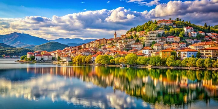 City of Kastoria from Lake Orestiada, Greece