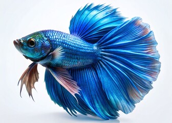 Fototapeta premium Close-up of a Vibrant Blue Betta Fish with Flowing Fins