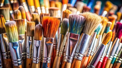Fototapeta premium Close-Up of Professional Painter's Brushes for Photography